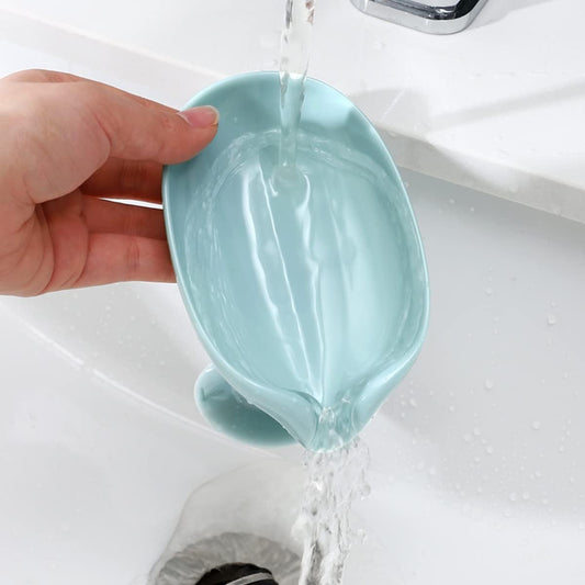 Soap Holder Soap Dish Self Draining Soap Holder, Bar Soap Holder,Leaf Shape Soap Holder Soap Saver, Extend Soap Life