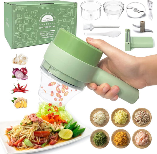 In 1 Vegetable Cutter Multifunctional Handheld Electric Wireless Chop Garlic Mash Minced Slice Onion Cutting Cooking Gadget